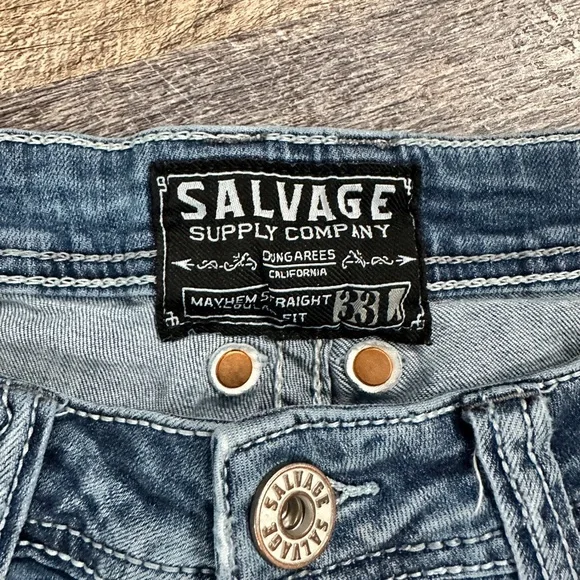 Salvage Blue Straight Jeans Classic Denim - Picture 5 of 5